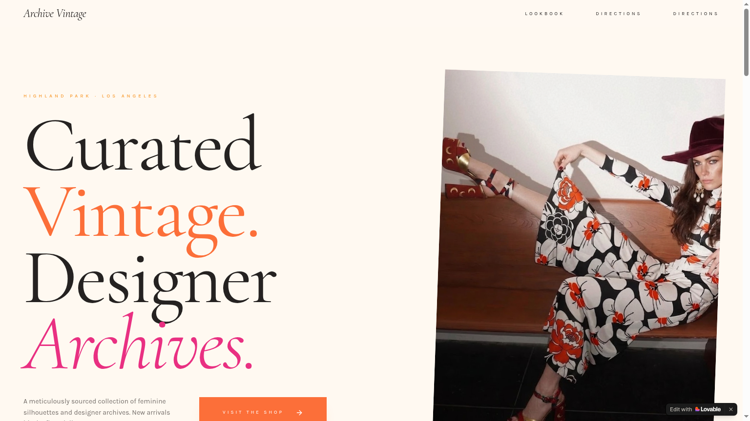 Archive Vintage website mockup